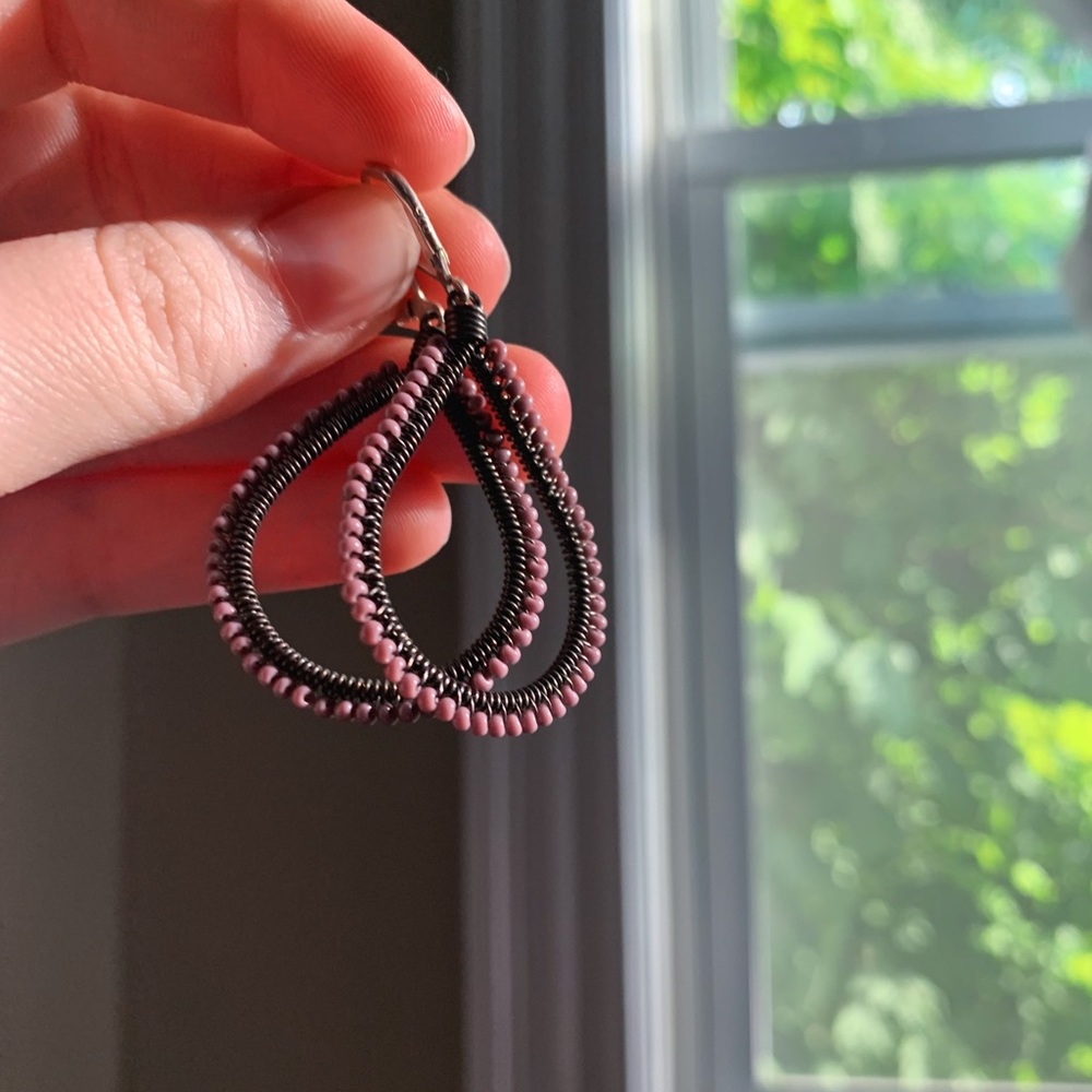 Sterling Silver Purple Beaded Earrings